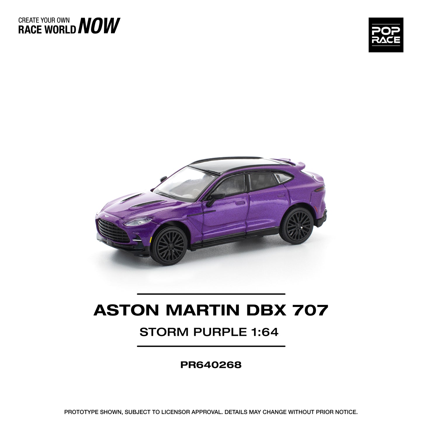 PR640268 POP RACE 1/64 ASTON MARTIN DBX 707 - STORM PURPLE