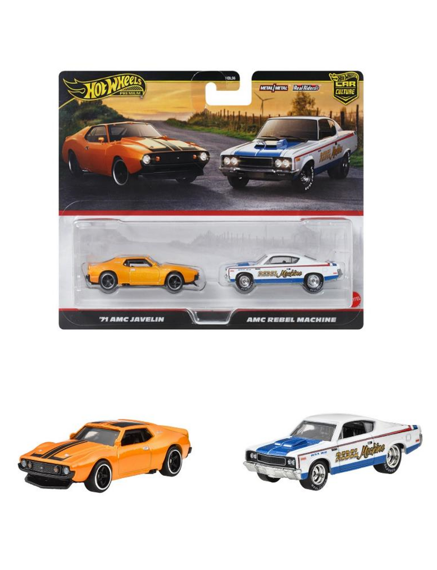 JBL06-9866 ホットウィール プレミアム 2パック '71 AMC ジャヴェリン/AMC レベル マシーン