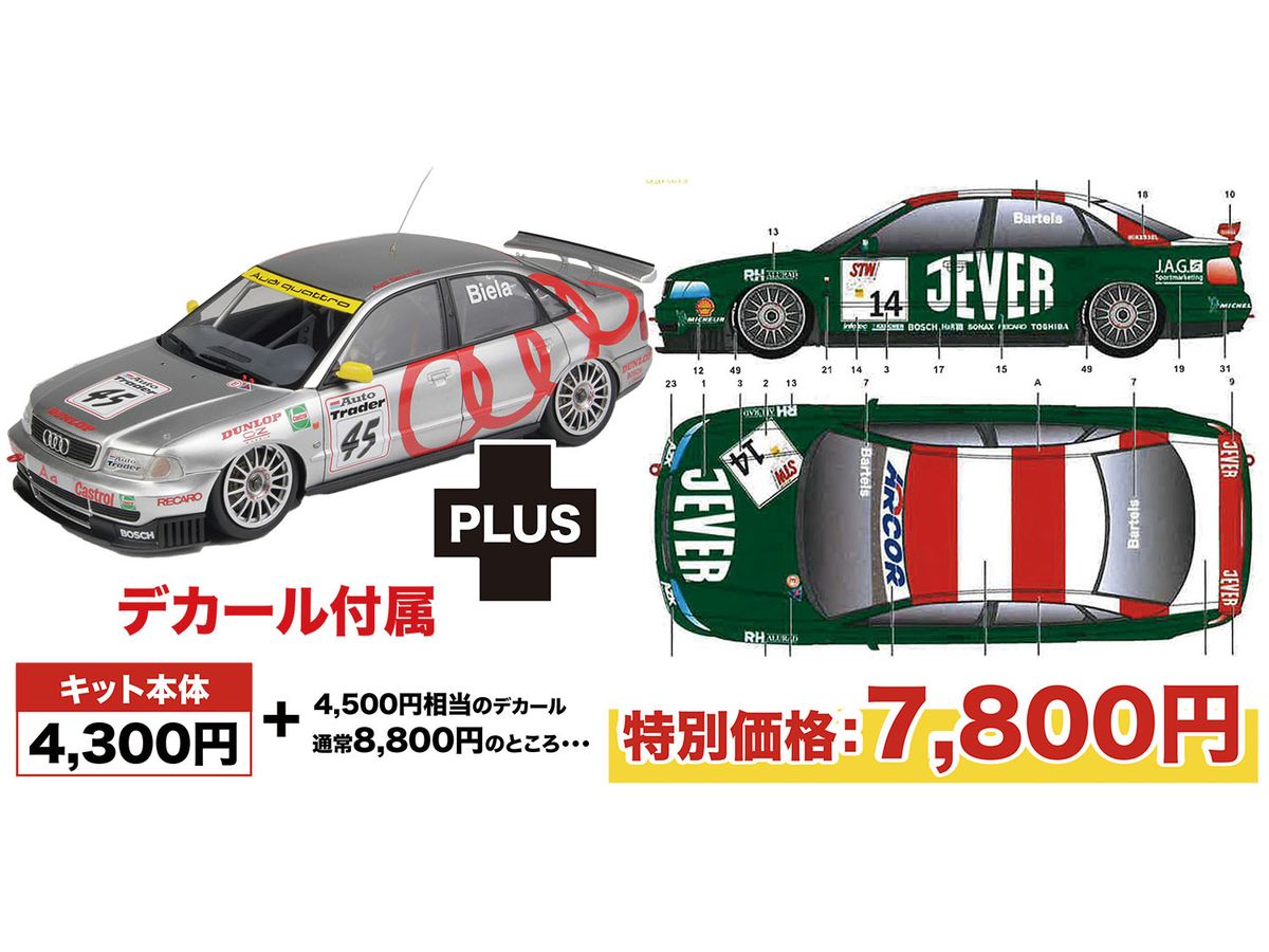 PN24035SK3 1/24 アウディ A4 クワトロ 1996 BTCCチャンピオン 1999 ドイツ スーパーツーリング選手権 イェーヴァーアウディ チームAZK フェニッ