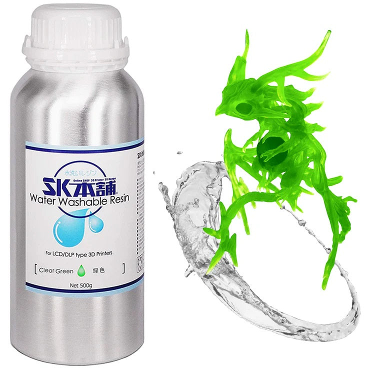 SK08W 3Dプリンター用レジン SK水洗いレジン 500g 緑色