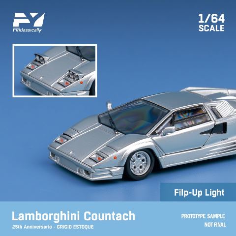 FY64008 Finclassically 1/64 Countach 25th Anniversary Edition Silver