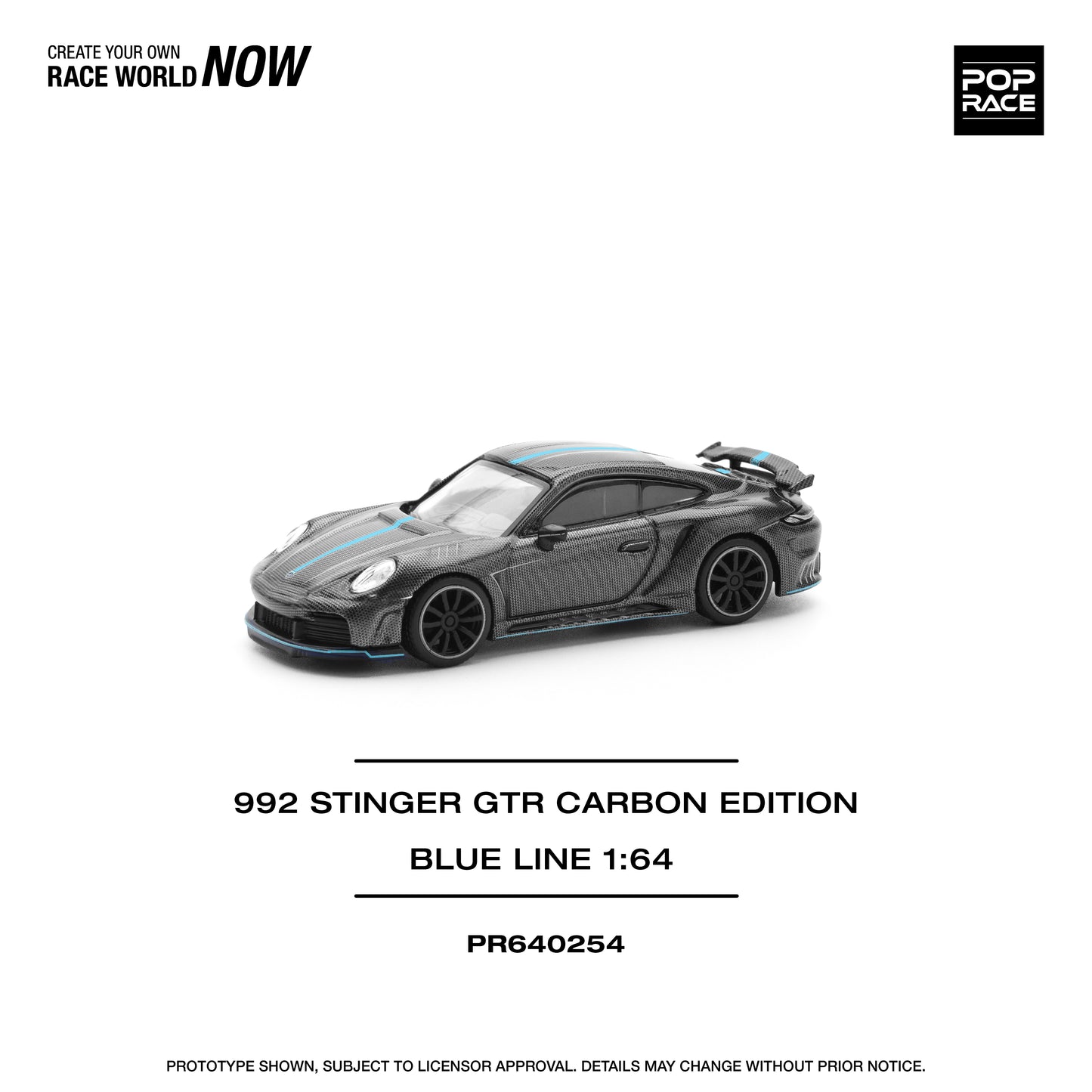PR640254 POP RACE 1/64 992 STINGER GTR CARBON EDITION (BLUE LINE)