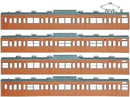 18002 国鉄(JR)103系<低運・非ユニット窓・冷改車・オレンジ> 基本4両編成ボディキットB
