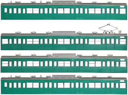 18017 国鉄(JR)103系<低運・非ユニット窓・冷改車・エメラルドグリーン> 基本4両編成ボディキットA