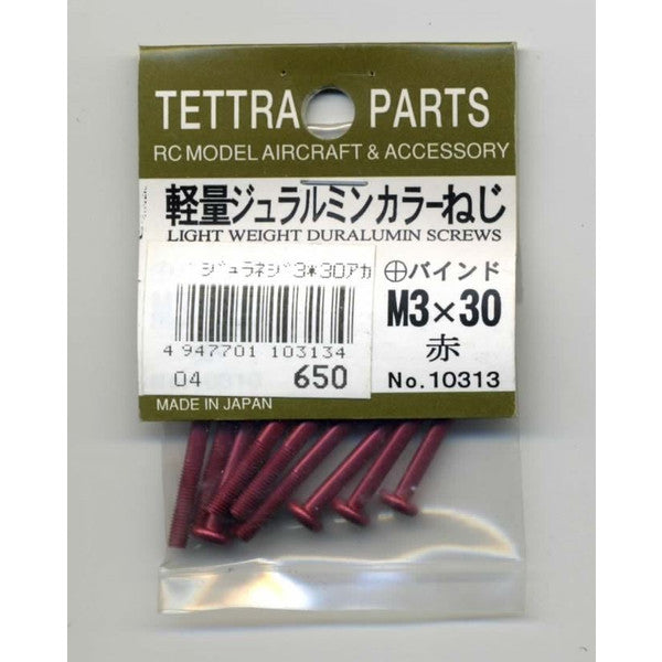10313 軽量ジュラルミンカラーねじ(+バインドM3-30・赤)