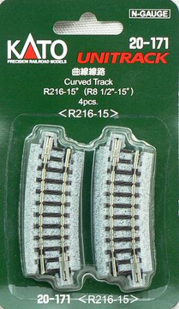 20-171 曲線線路 R216-15° (4本入)