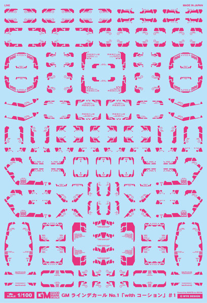 GM-773 1/100 GM ラインデカール No.1「with コーション」#1エースピンク
