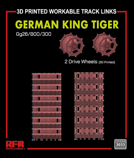 RFM3033 ライフィールド 1/35 キングタイガーシリーズ用Gg26/800/300タイプ可動式履帯w/起動輪(3Dプリンター製)