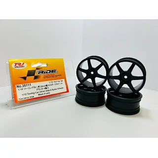 35111 1/10ツーリングカー用 24mm幅 6スポークホイール ブラック 4個入り