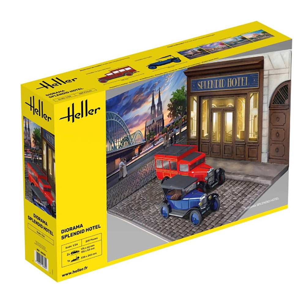 HE50330 エレール 1/24 スプレンディッド ホテル 情景ベース シトロエン5CV & シトロエンC4送迎車付属