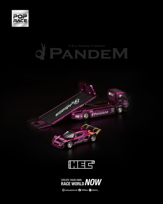 PR640477 / PR640489 POP RACE 1/64 PANDEM LOTUS ELISE PURPLE CHROME TRUCK SET