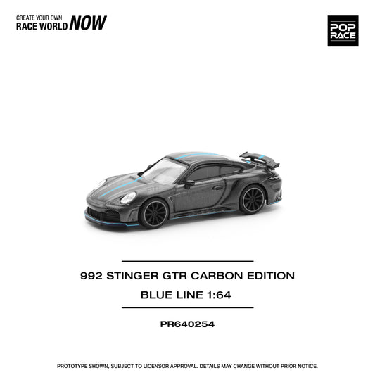 PR640254 POP RACE 1/64 992 STINGER GTR CARBON EDITION (BLUE LINE)