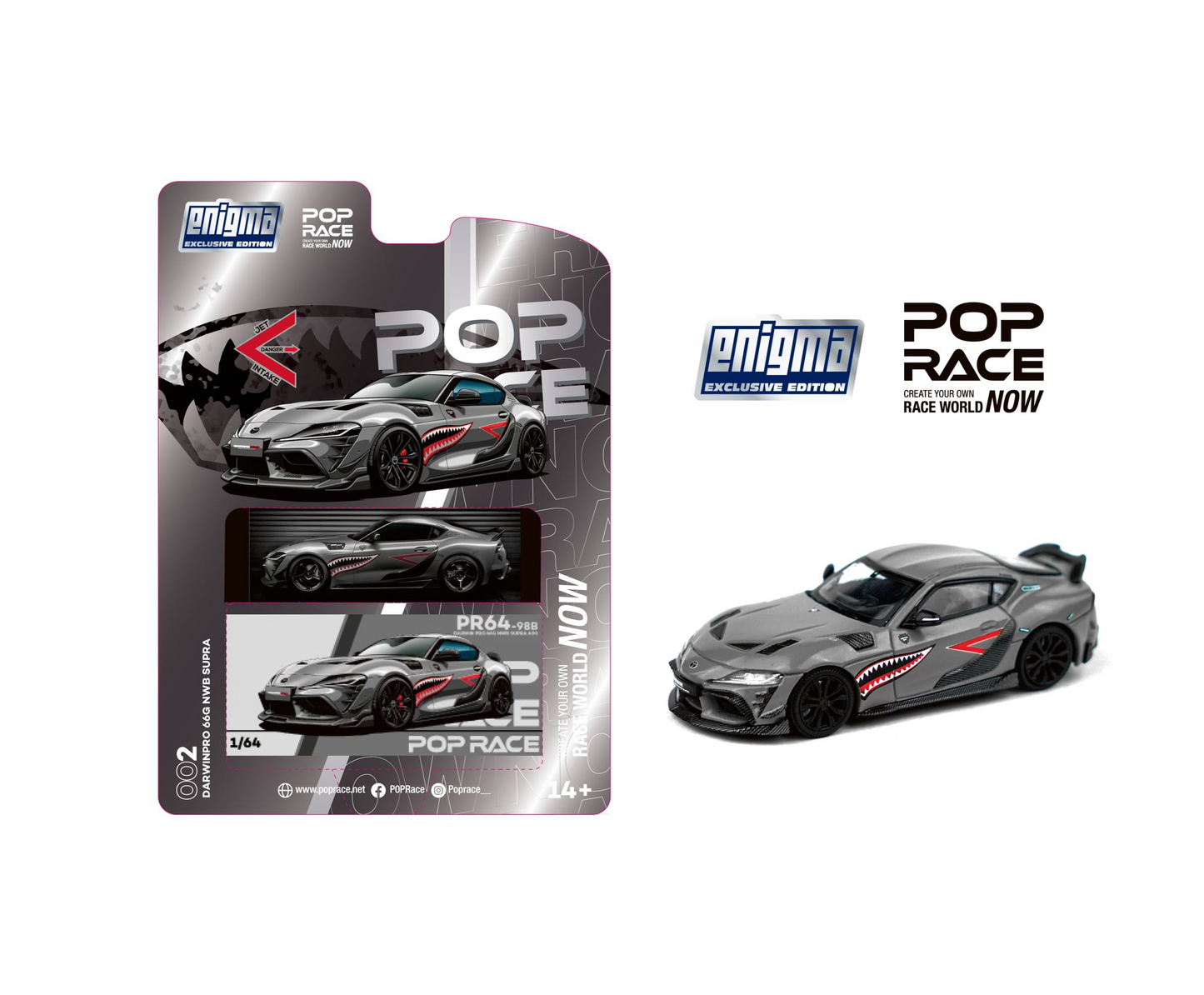PRE002 POP RACE x Enigma 1/64 Darwin Pro 66G NWB Supra A90 - Grey Metallic