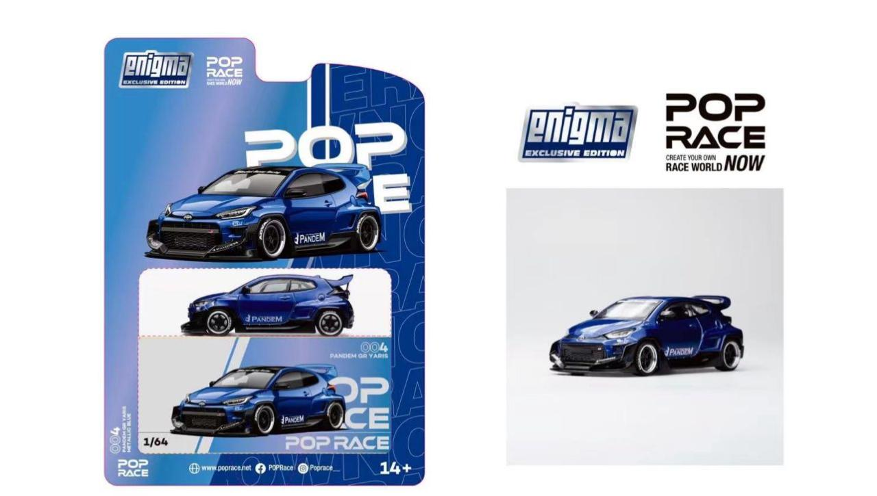 PRE004 POP RACE x Enigma 1/64 PANDEM GR-YARIS METALLIC BLUE