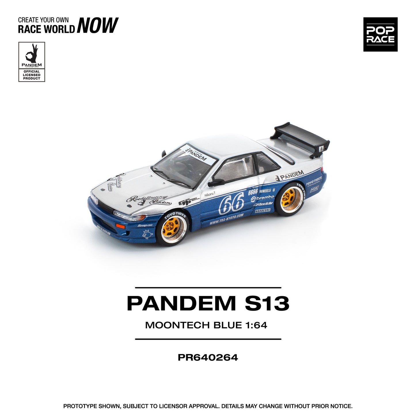 PR640264 POP RACE 1/64 PANDEM SILVIA S13 MOONTECH?BLUE