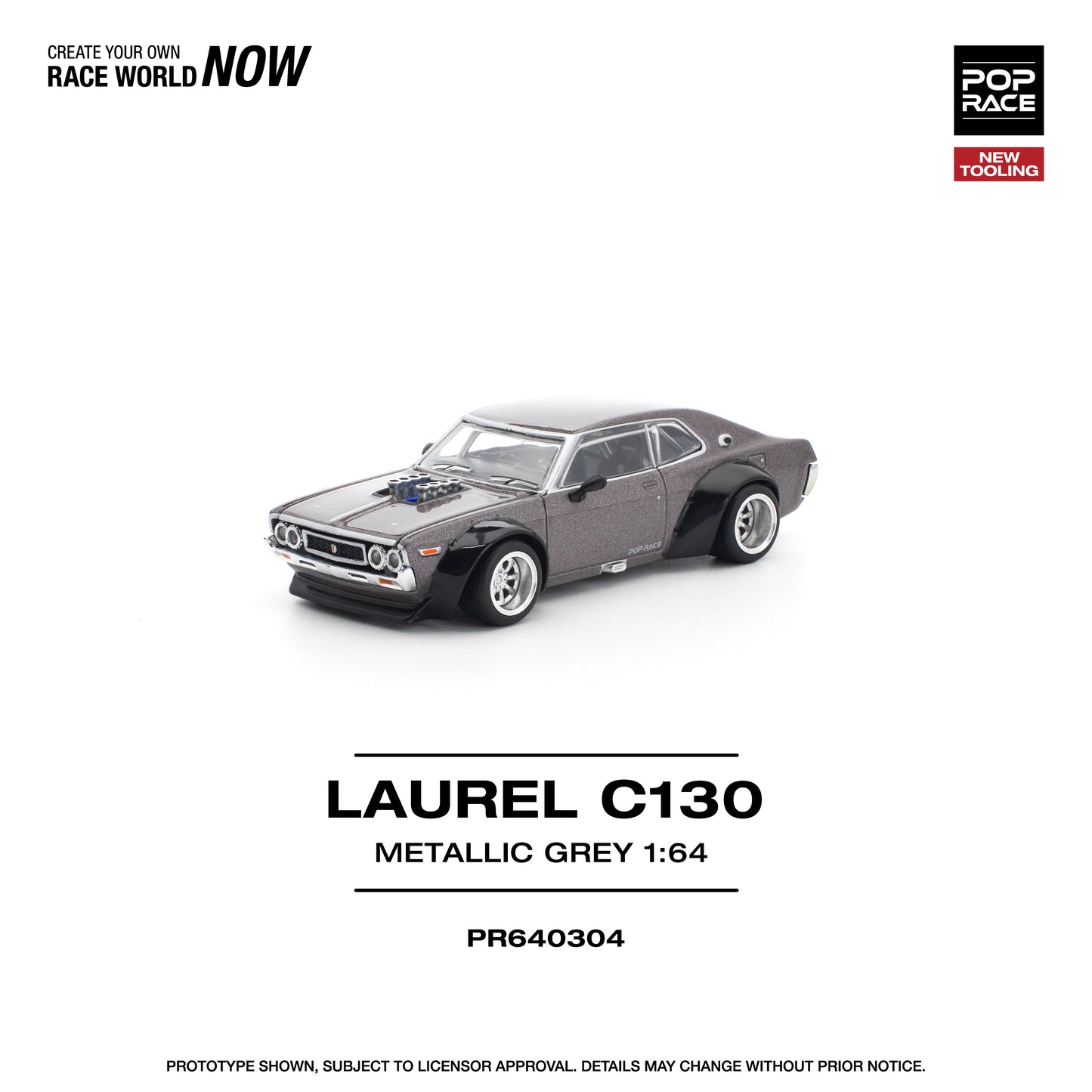 PR640304 POP RACE 1/64 LAUREL C130 METALLIC GREY