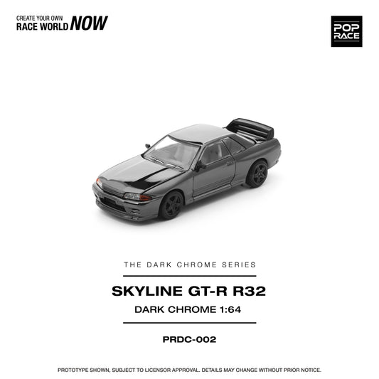 PRDC002 POP RACE 1/64 R32 GT-R DARK CHROME