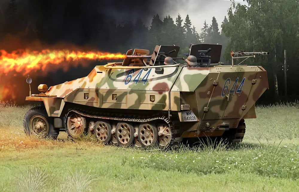 DR6219SP ドラゴン 1/35 WW.II ドイツ軍 Sd.Kfz.251/16 D型 火焔放射タイプ EZトラック/金属製車幅ポール/フィギュア3体付属