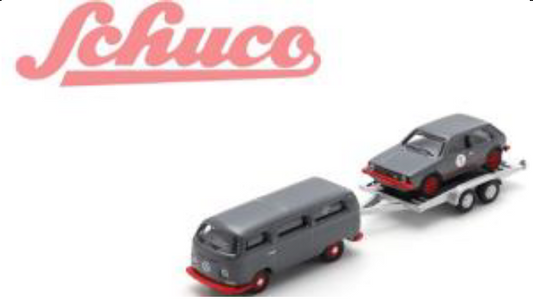 87U00067 1/87 VW T2 Bus with trailer and VW Golf I GTI